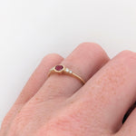 Minimalist Ruby Ring w Earth Mined Diamonds in Solid 14K Gold | Oval 4.5x3.5mm