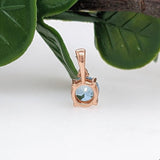 Solitaire Aquamarine Pendant w Earth Mined Diamonds in Solid 14k Rose Gold