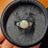 Multi Color Jelly Opal Ring in 14K Yellow Gold with Diamond Accents | Round 9.5m