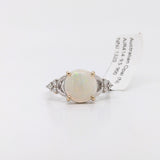 Multi Color Jelly Opal Ring in 14K Yellow Gold with Diamond Accents | Round 9.5m