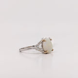 Multi Color Jelly Opal Ring in 14K Yellow Gold with Diamond Accents | Round 9.5m