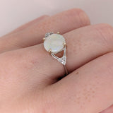 Multi Color Jelly Opal Ring in 14K Yellow Gold with Diamond Accents | Round 9.5m