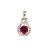 Riya 14K White Gold Madagascar Ruby Diamond Pendant | Round 6mm