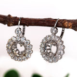 Floral Dangle Earring Setting w a Natural Diamond Halo