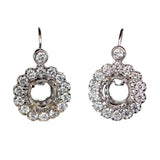 Floral Dangle Earring Setting w a Natural Diamond Halo