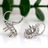 Floral Dangle Earring Setting w a Natural Diamond Halo