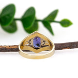 Yashika 14K Yellow Gold Tanzanite Diamond Ring | Oval 8x6mm