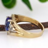 Yashika 14K Yellow Gold Tanzanite Diamond Ring | Oval 8x6mm