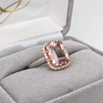 2.7ct Morganite Ring w Earth Mined Diamonds in Solid 14K Dual Tone Gold EM 10x8