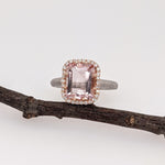 2.7ct Morganite Ring w Earth Mined Diamonds in Solid 14K Dual Tone Gold EM 10x8