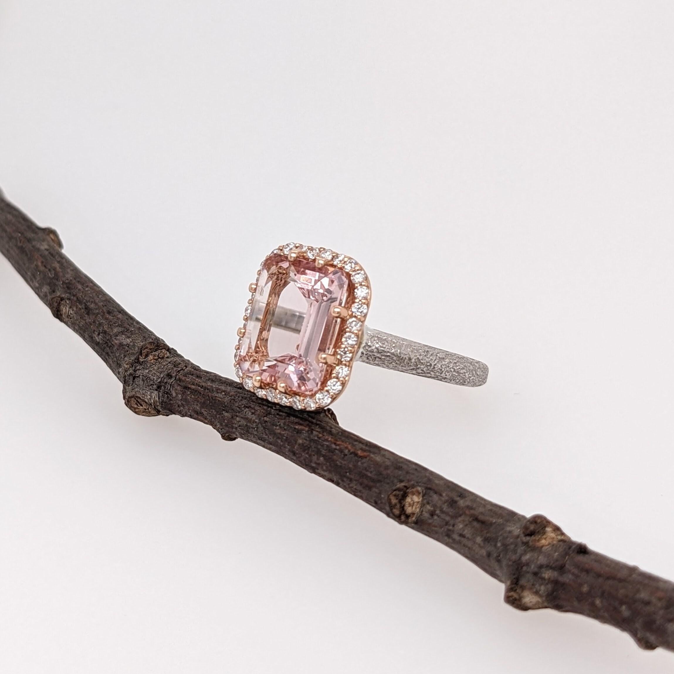 2.7ct Morganite Ring w Earth Mined Diamonds in Solid 14K Dual Tone Gold EM 10x8