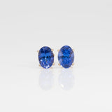 Calla | Natural Tanzanite Stud Earrings, AAA Oval 7x5mm, Solid 14K Gold Studs, Genuine Tanzanite Earrings, Yellow White Rose Gold, Gift for Her