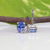 Calla | Natural Tanzanite Stud Earrings, AAA Oval 7x5mm, Solid 14K Gold Studs, Genuine Tanzanite Earrings, Yellow White Rose Gold, Gift for Her