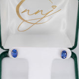 Calla | Natural Tanzanite Stud Earrings, AAA Oval 7x5mm, Solid 14K Gold Studs, Genuine Tanzanite Earrings, Yellow White Rose Gold, Gift for Her