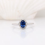 Ceylon Sapphire and Diamond Halo Ring