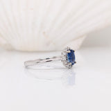 Ceylon Sapphire and Diamond Halo Ring