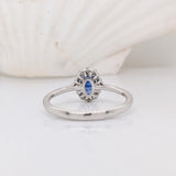 Ceylon Sapphire and Diamond Halo Ring