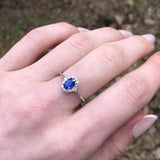 Ceylon Sapphire and Diamond Halo Ring