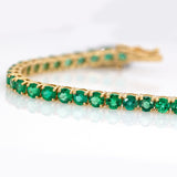 Stella 14K Solid Gold Zambian Emerald Tennis Bracelet | Round 3.4mm | Customizable