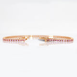 Gabriella 14K Solid Pink Gold Ceylon Pink Sapphire Bracelet | Round 2mm | Customizable
