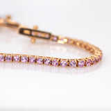 Gabriella 14K Solid Pink Gold Ceylon Pink Sapphire Bracelet | Round 2mm | Customizable