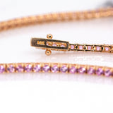 Gabriella 14K Solid Pink Gold Ceylon Pink Sapphire Bracelet | Round 2mm | Customizable