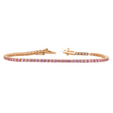 Gabriella 14K Solid Pink Gold Ceylon Pink Sapphire Bracelet | Round 2mm | Customizable