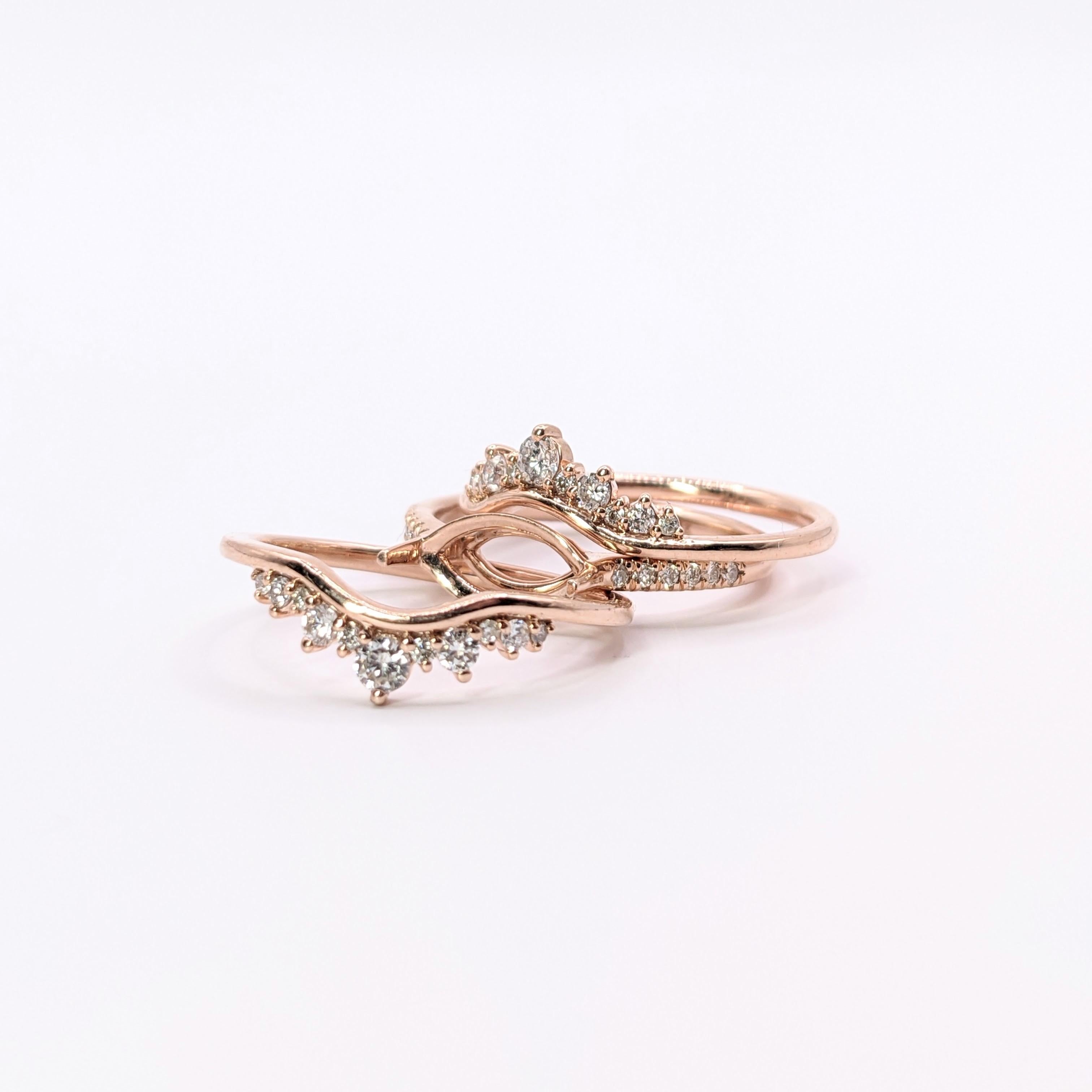 East West Marquise Ring Setting with a Pave Diamond Shank in 14K Gold
