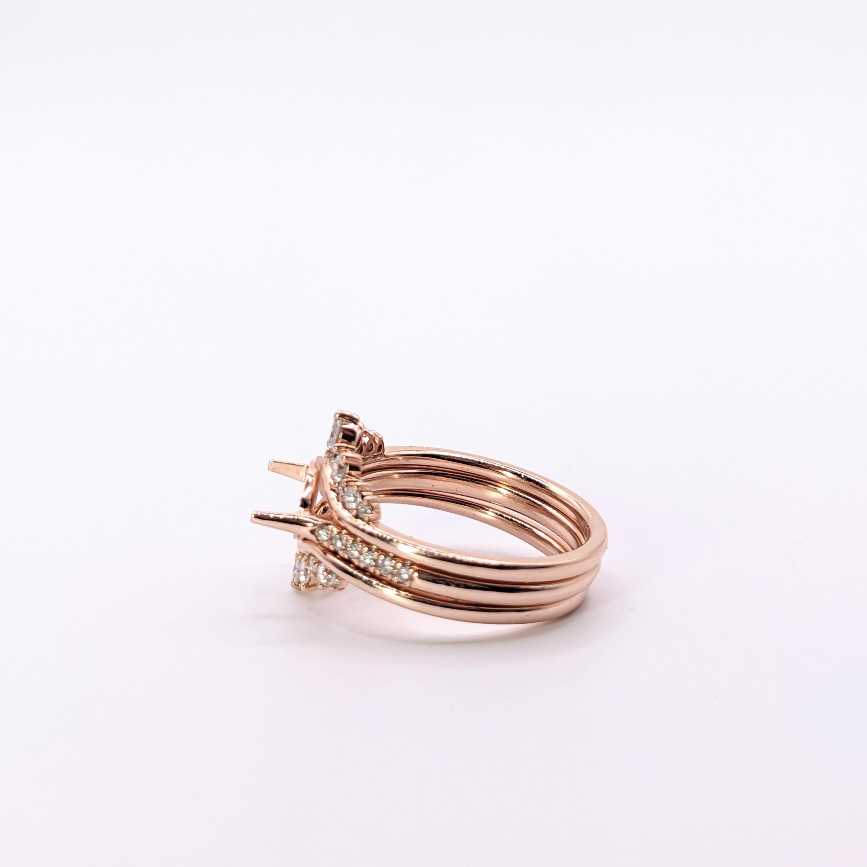East West Marquise Ring Setting with a Pave Diamond Shank in 14K Gold
