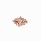 East West Marquise Ring Setting with Matching Bands in 14K Solid Gold