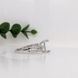 Gold Detail Split Shank with Pave Diamonds Ring Semi Mount in Solid 14K Gold | Emerald Cut 8x6mm | Customizable