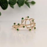 Nebula Collection | Tsavorite Accented Ring Setting in 14k Solid Gold | Oval Cut