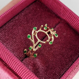 Nebula Collection | Tsavorite Accented Ring Setting in 14k Solid Gold | Oval Cut