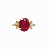 2.3ct Red Ruby Ring w Earth Mined Diamonds in Solid 14K Gold | Oval 10x8mm