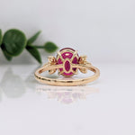 2.3ct Red Ruby Ring w Earth Mined Diamonds in Solid 14K Gold | Oval 10x8mm