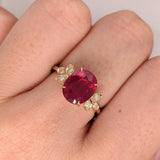 2.3ct Red Ruby Ring w Earth Mined Diamonds in Solid 14K Gold | Oval 10x8mm