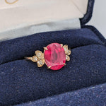 2.3ct Red Ruby Ring w Earth Mined Diamonds in Solid 14K Gold | Oval 10x8mm