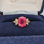 2.3ct Red Ruby Ring w Earth Mined Diamonds in Solid 14K Gold | Oval 10x8mm