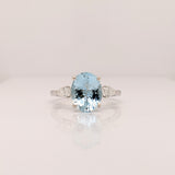 Nyala | 1.41ct Sky Blue Aquamarine & Diamond Ring in 14K White Gold – Oval 10×8mm – Stone March Birthstone