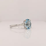 Nyala | 1.41ct Sky Blue Aquamarine & Diamond Ring in 14K White Gold – Oval 10×8mm – Stone March Birthstone