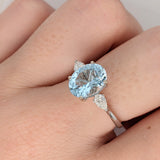 Nyala | 1.41ct Sky Blue Aquamarine & Diamond Ring in 14K White Gold – Oval 10×8mm – Stone March Birthstone