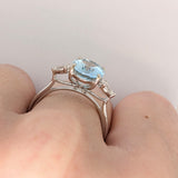 Nyala | 1.41ct Sky Blue Aquamarine & Diamond Ring in 14K White Gold – Oval 10×8mm – Stone March Birthstone
