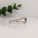Bypass Oval Emerald Ring with Diamond Accents in Solid Gold – Elegant Open Wrap Emerald Engagement or Statement Ring for Women