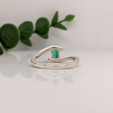 Bypass Oval Emerald Ring with Diamond Accents in Solid Gold – Elegant Open Wrap Emerald Engagement or Statement Ring for Women