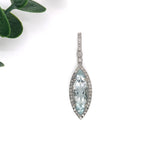 Atika 14K White Gold Aquamarine and Diamond Pendant | MQ 19.5X6.5mm