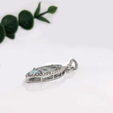 Atika 14K White Gold Aquamarine and Diamond Pendant | MQ 19.5X6.5mm
