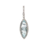 Atika 14K White Gold Aquamarine and Diamond Pendant | MQ 19.5X6.5mm