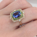 Art Deco Emerald Cut Semi-Mount Engagement Ring in Solid Gold with Diamond Accents – 10x8mm
