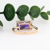 CLOSEOUT! Amethyst Ring w Natural Diamond Accents in Solid 14k Yellow Gold