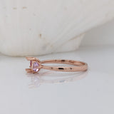 Minimalist Three Stone Ring Semi Mount in 14K Gold w Pink Sapphire Accents | Round